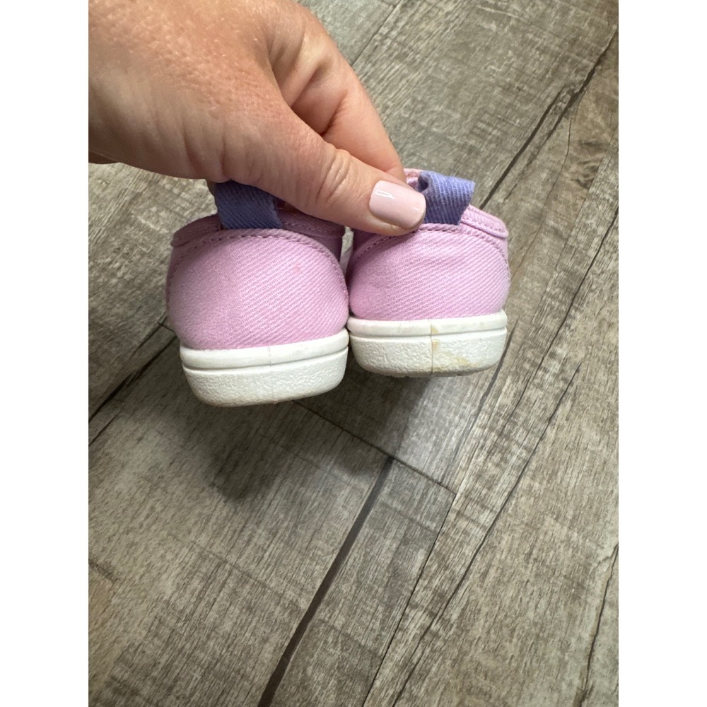 Cat & Jack Toddler Girls Pink Canvas Hook and Loop Sneakers Size 6 - Picture 7 of 8